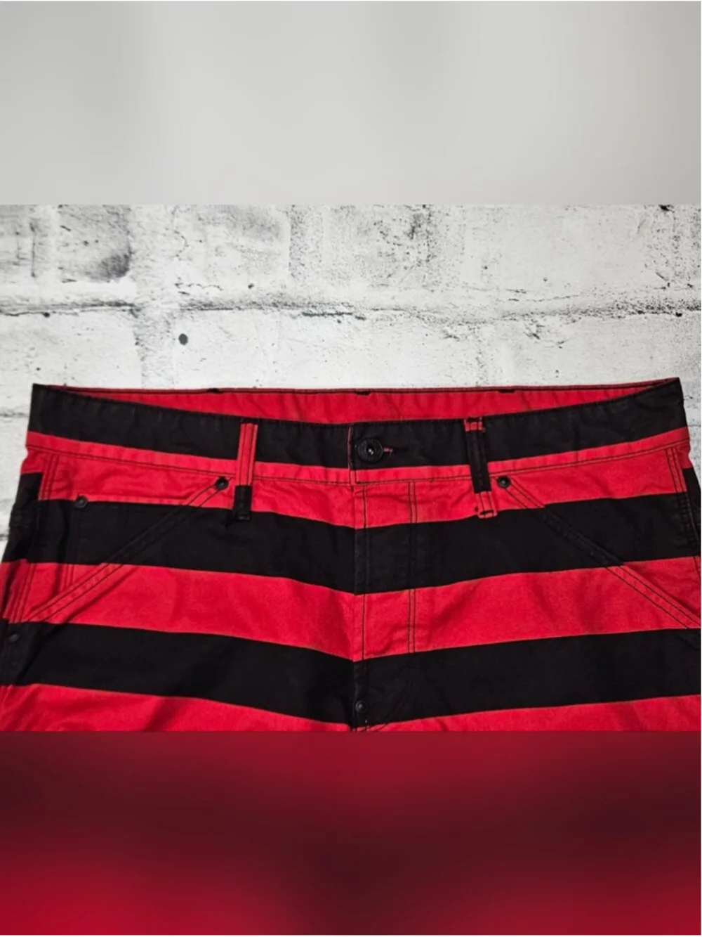 G Star RAW 5622 3D Tapered Red Black Striped Jeans W32 L30